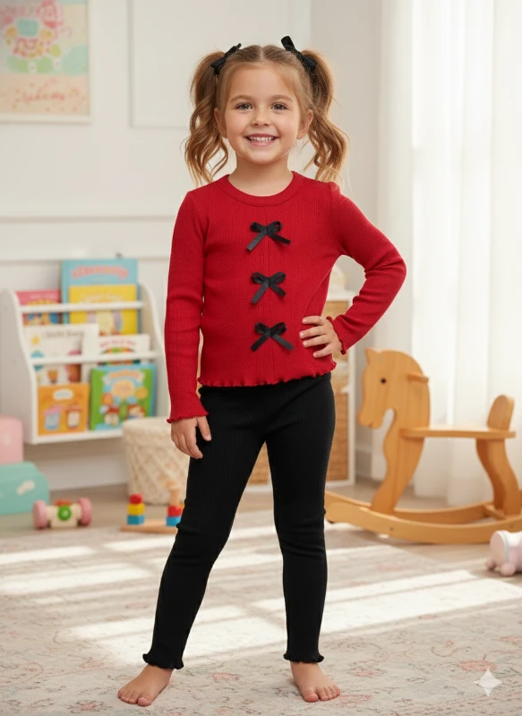 Siyah Fiyonk Detaylı Fitilli Takım 